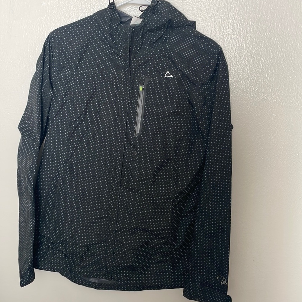 Black poca-doted Rain/windbreaker